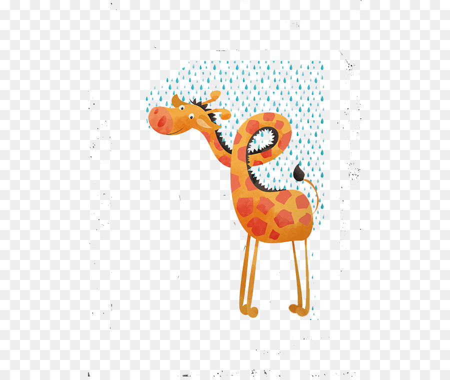 Giraffa Cartoon Illustrazione - Giraffa pioggia