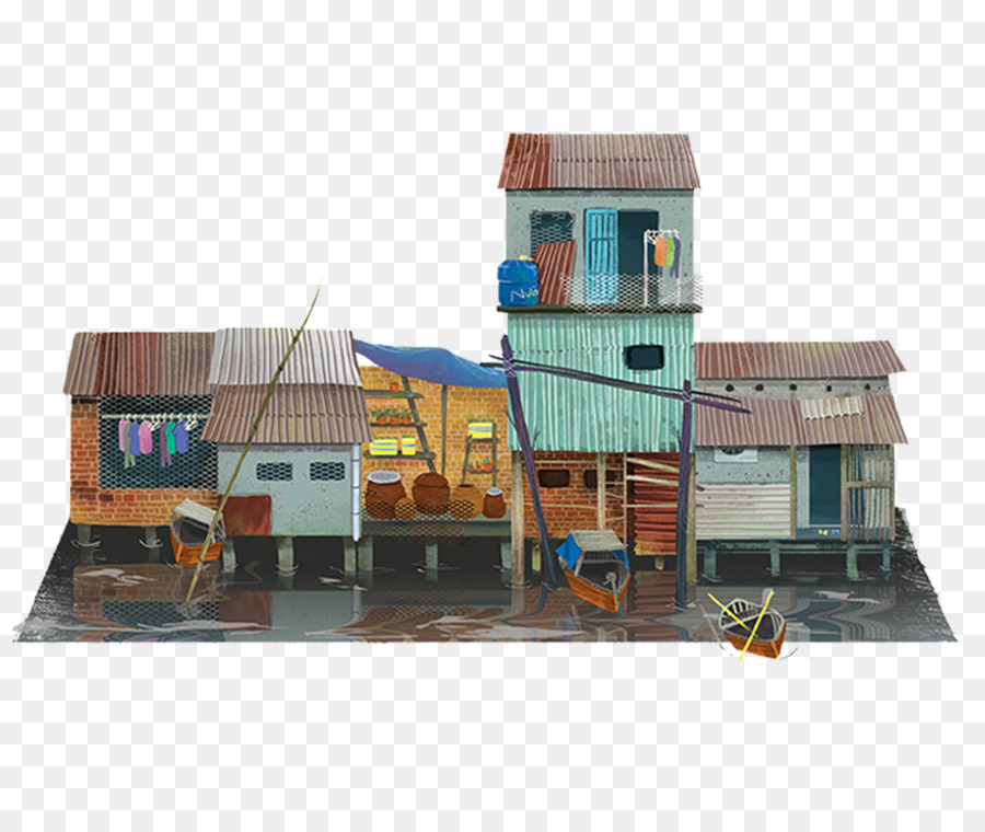 Ho-Chi-Minh-Stadt, Zeichnung, Kunst, Malerei, Illustration - Wasser Kleinstadt Leben material