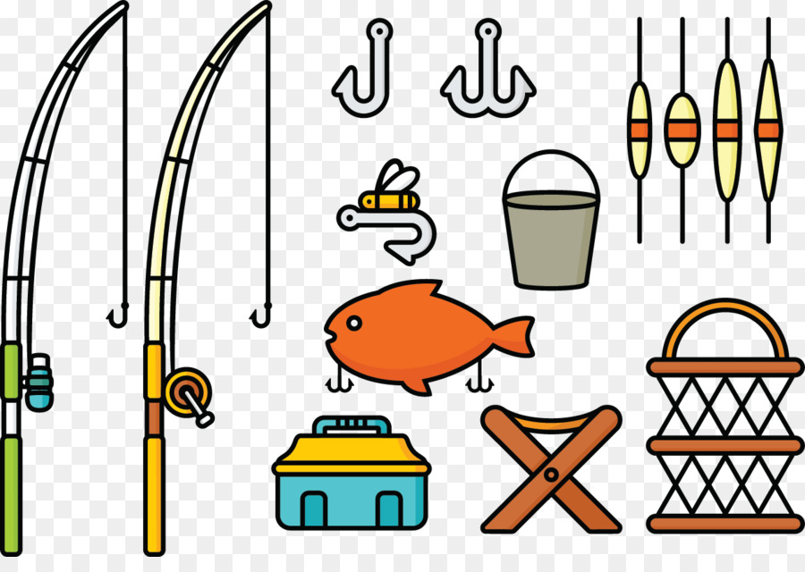 Ricreazione canna da Pesca attrezzatura da Pesca Clip art - Vettore spinato ganci linea di pesca canna da pesca