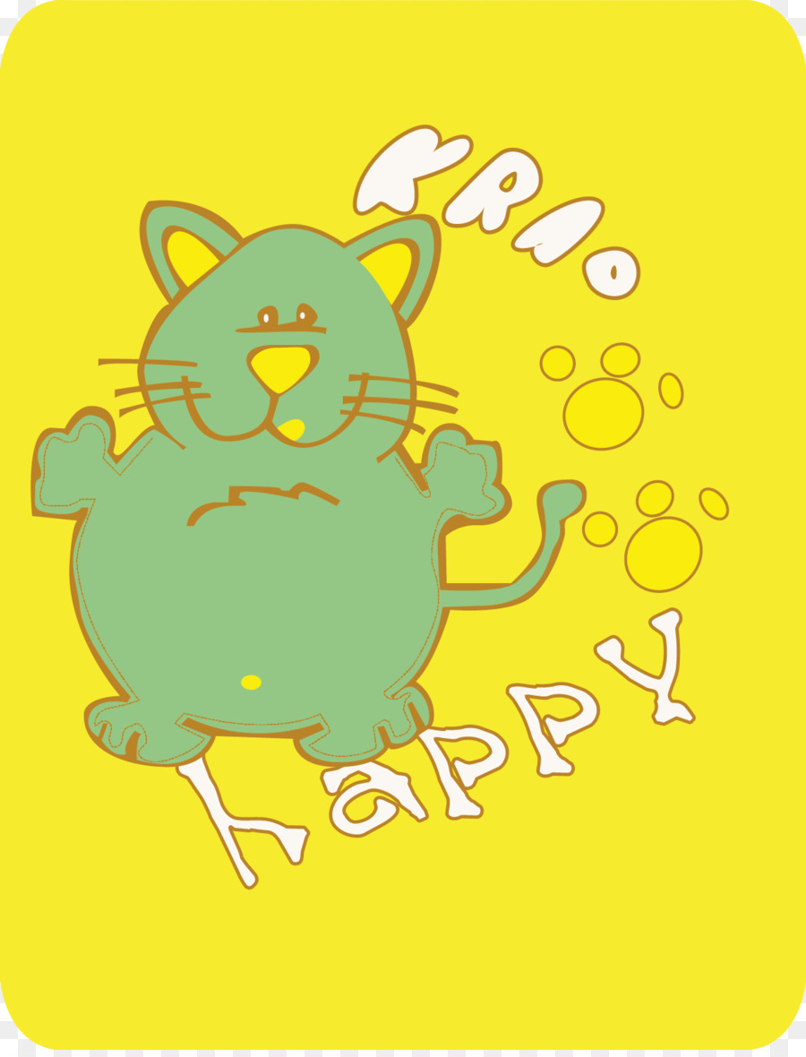 Gatto Felidae Hello Kitty Cartoon Illustrazione - Cartoni animati, gatti e impronte su sfondo giallo