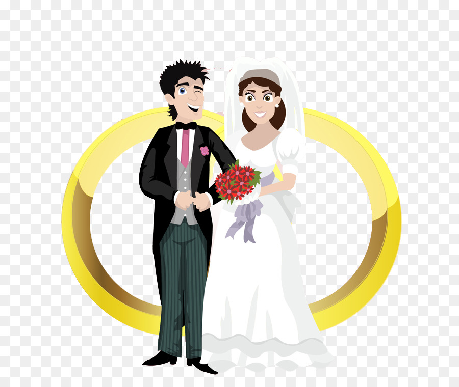 Bräutigam Ehe Illustration - Gold Ringe und die Braut und Bräutigam-Vektor