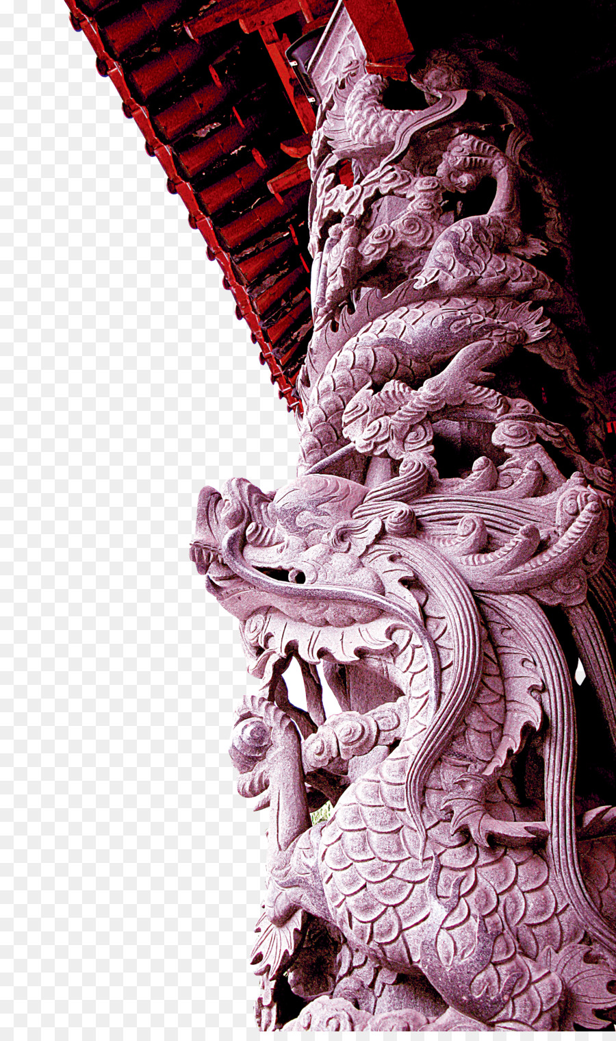 Colonna Poster drago Cinese - Chiostro statua del leone