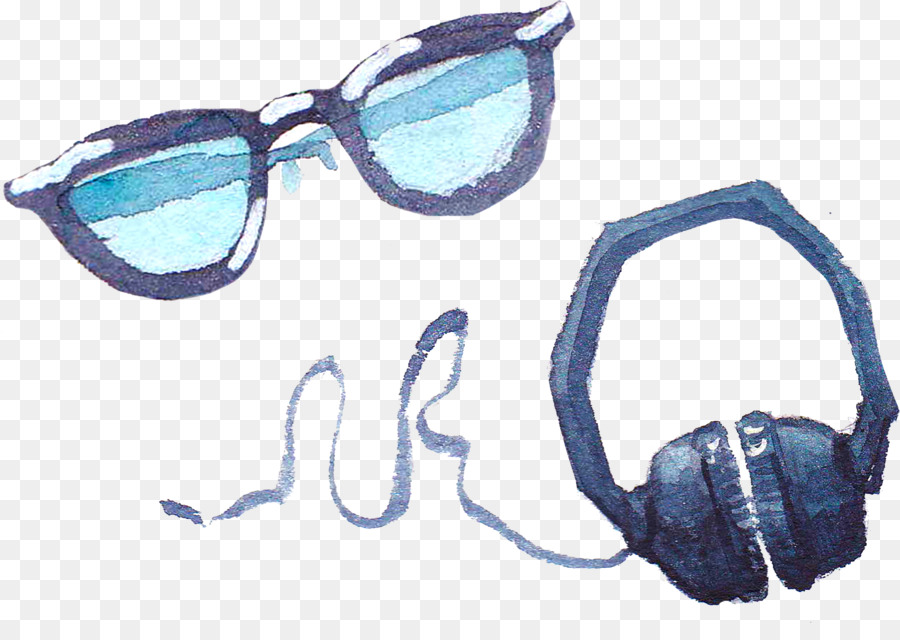 Aquarell Farbe-Schutzbrillen-Sonnenbrille-Aquarell - Brille und Kopfhörer