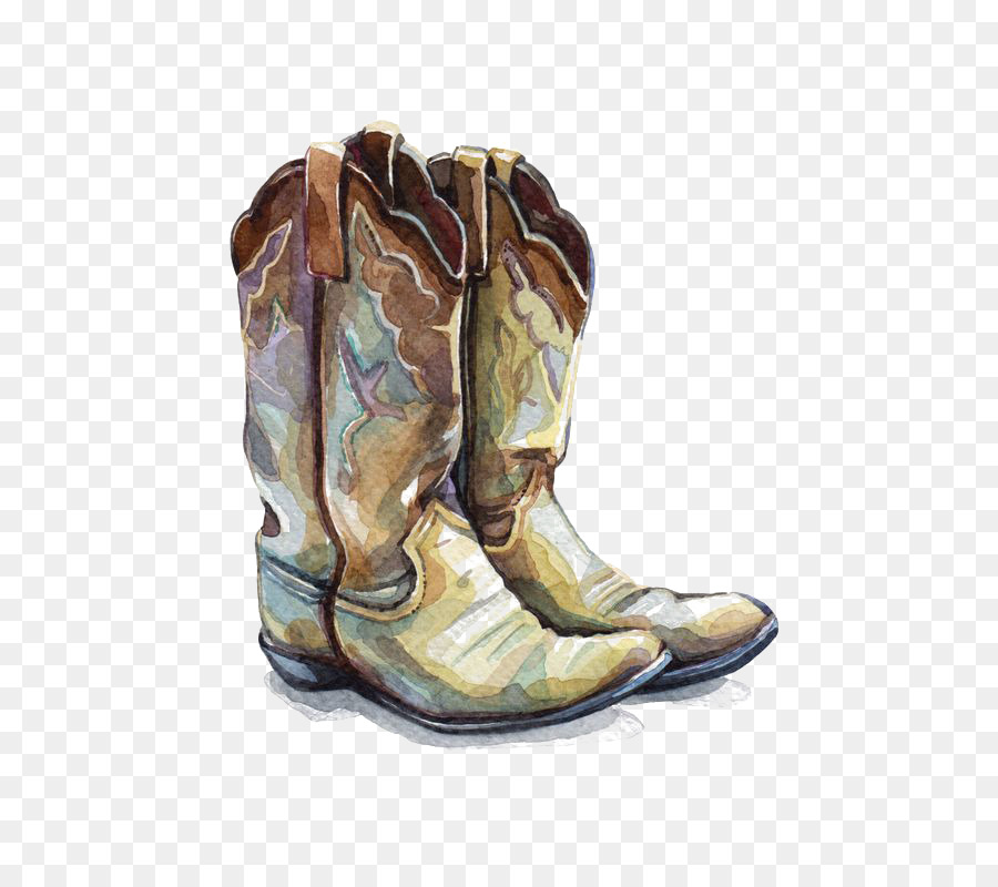 Cowboy boot pittura ad Acquerello Scarpa Illustrazione - Acquerello dipinto a mano stivali