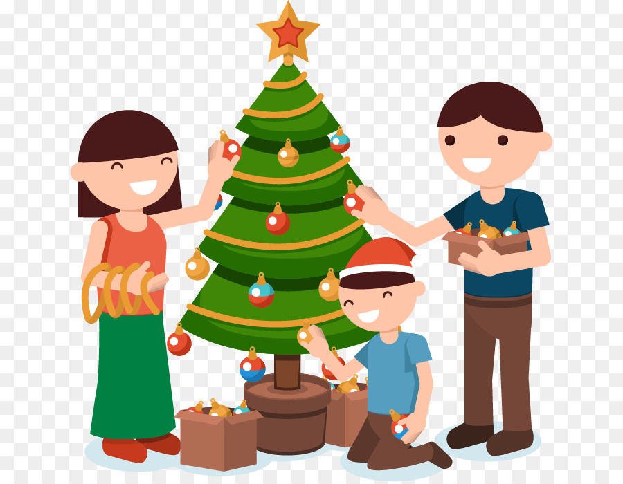 Familientreffen zu Weihnachten - Eine Familie von drei Personen