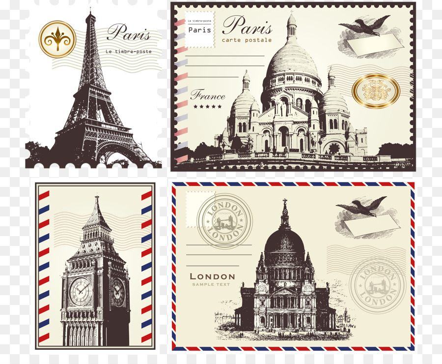 Parigi francobollo e timbro di Gomma Clip art - Punti di riferimento francobolli