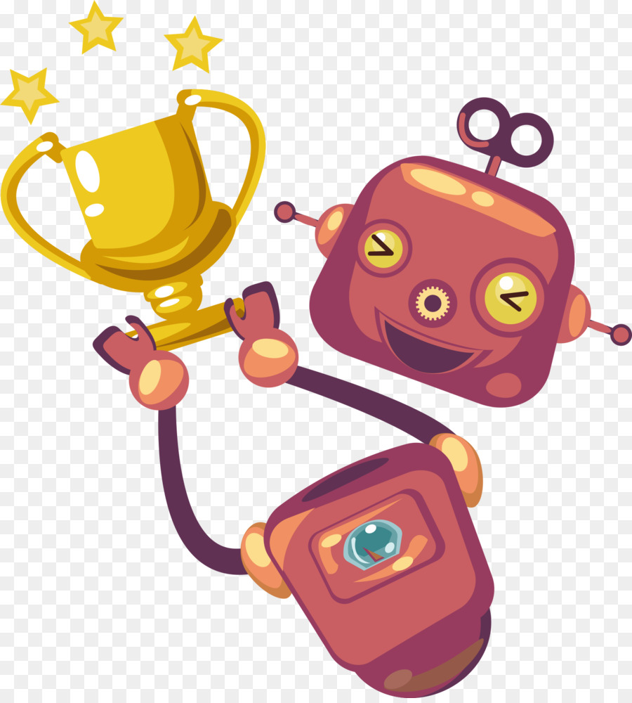 Roboter Kreativität Clip-art - Vektor kreative Roboter mit dem Pokal