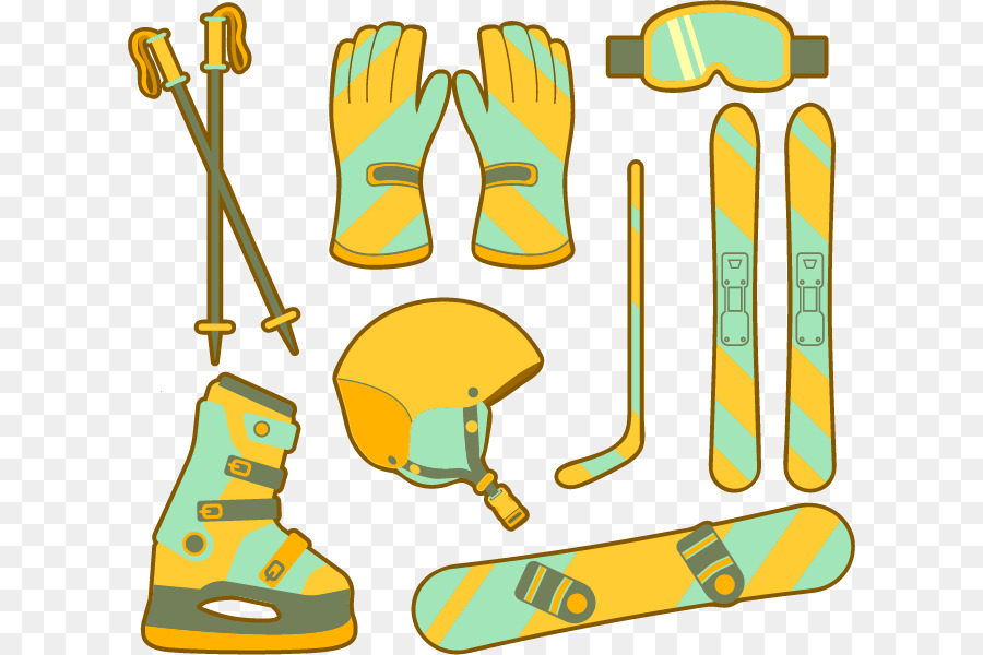 Winter-sport-Ski-clipart - Gelb-grün Sport-Ausrüstung