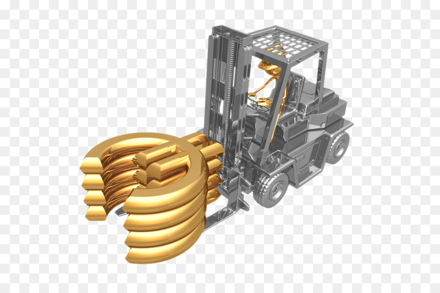 Carrello elevatore Fotografia 3D computer grafica, Illustrazione - Alla guida di un carrello elevatore 3D Golden cattivo