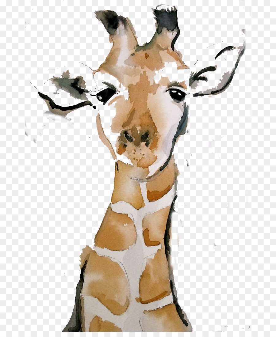 Giraffa dipinto ad Acquerello, Disegno, pittura Cinese - Dipinto di giraffa