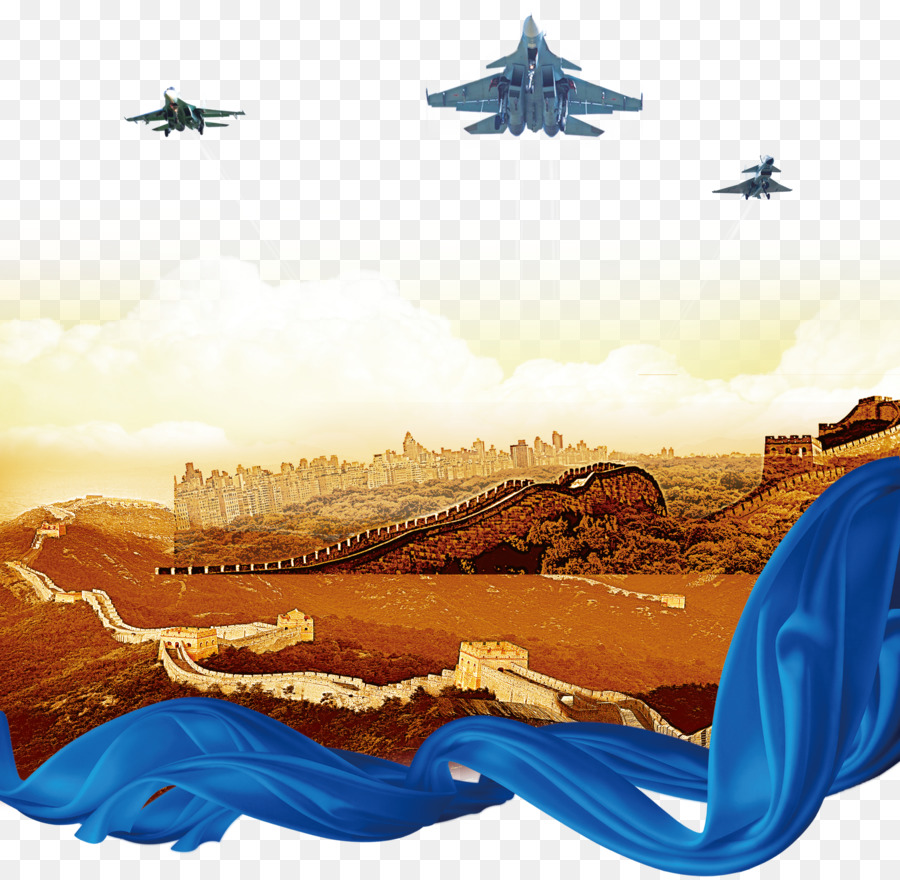 Great Wall of China dxeda del Ejxe9rcito Poster - Militärische Flugzeuge Segelfliegen die Große Mauer hintergrund