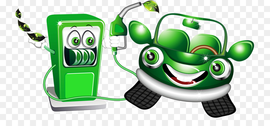 Benzina Benzina verde Fumetti stazione di rifornimento - auto verdi