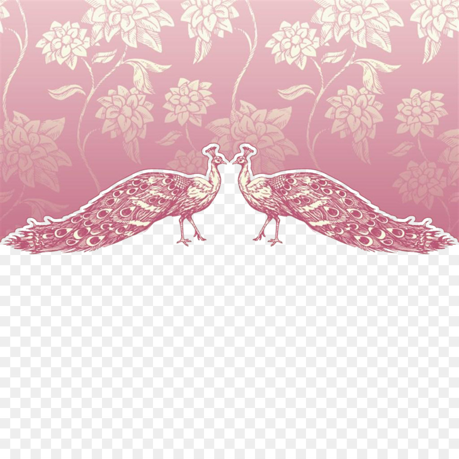 Invito a nozze biglietto di Auguri Vintage - Due rosa pavone