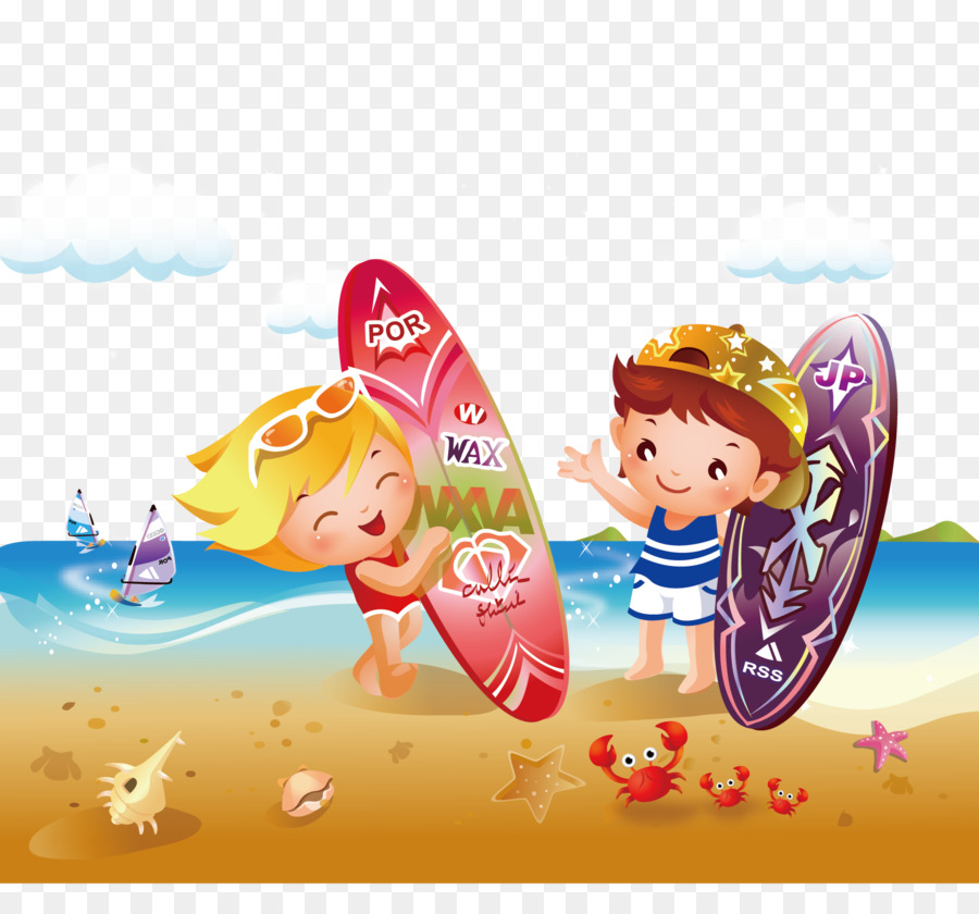 Kind Sommer-Royalty-free clipart - Seaside skateboard
