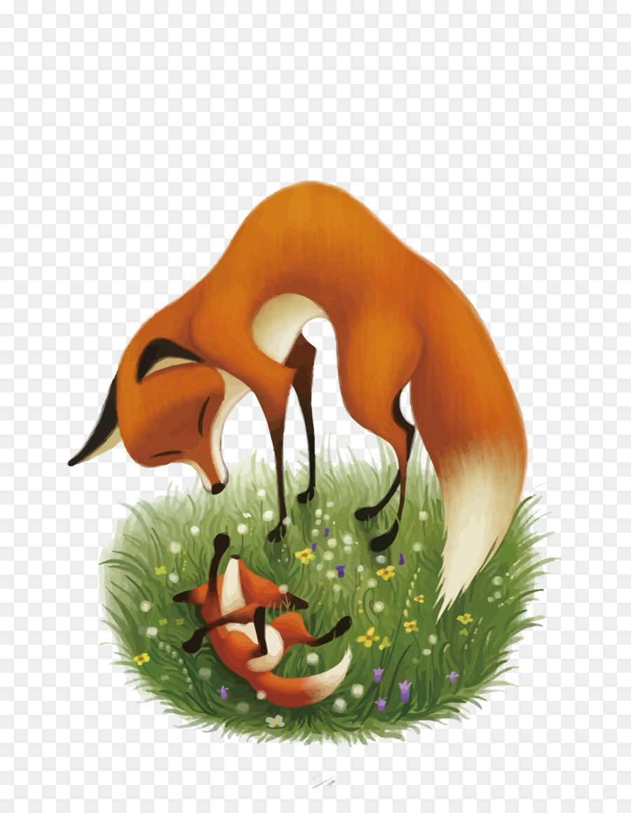 arte - Vettore di fox madre e figlio