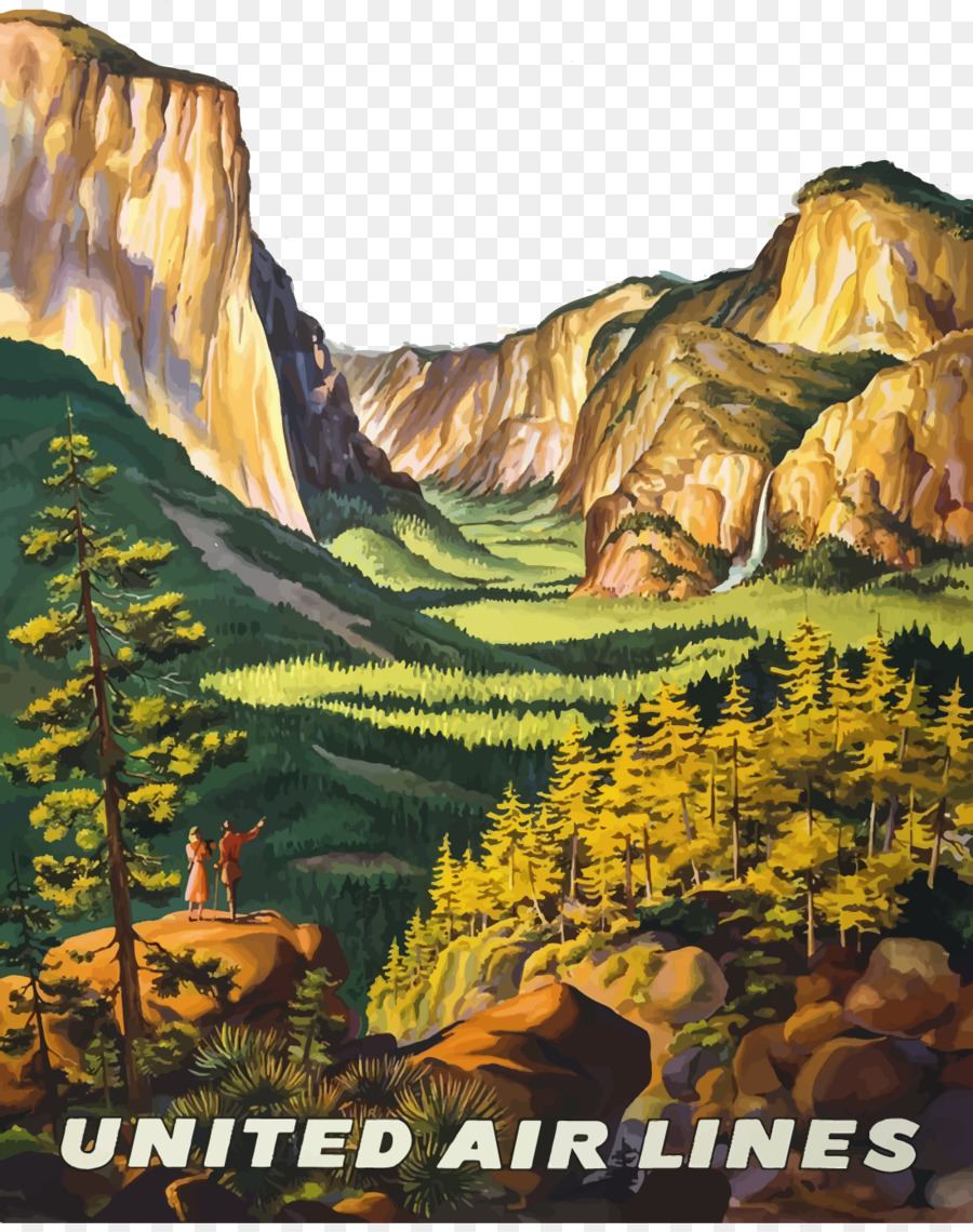 La Valle Di Yosemite Parco Nazionale Di Yosemite, Poster Incisione Arte - Vettore Di Bosco