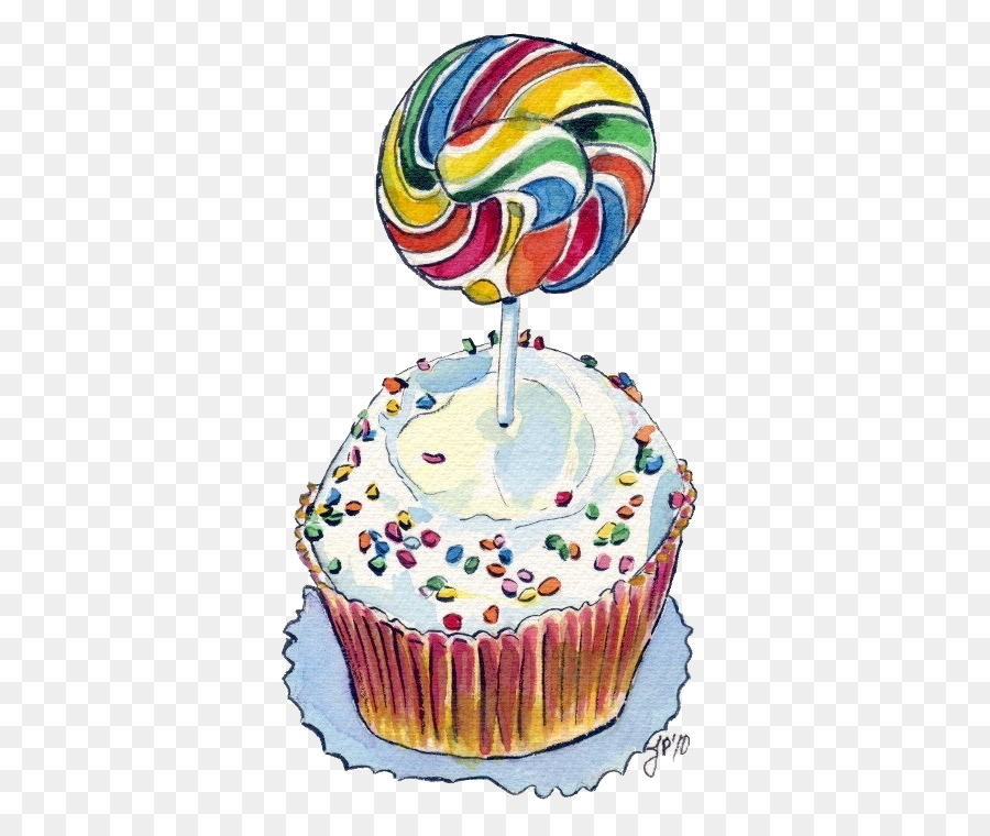 Lollipop-Cupcake-Aquarell Abbildung - Lollipop