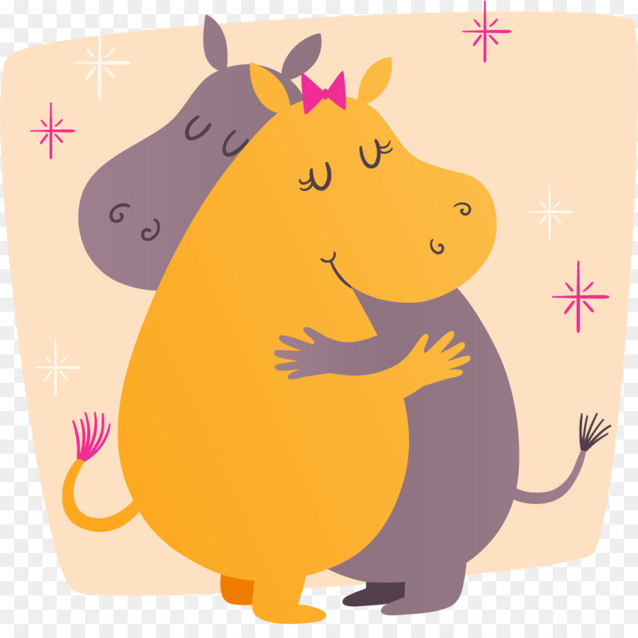 Nilpferd Hug - Vektor-lackiert-hippo Liebe
