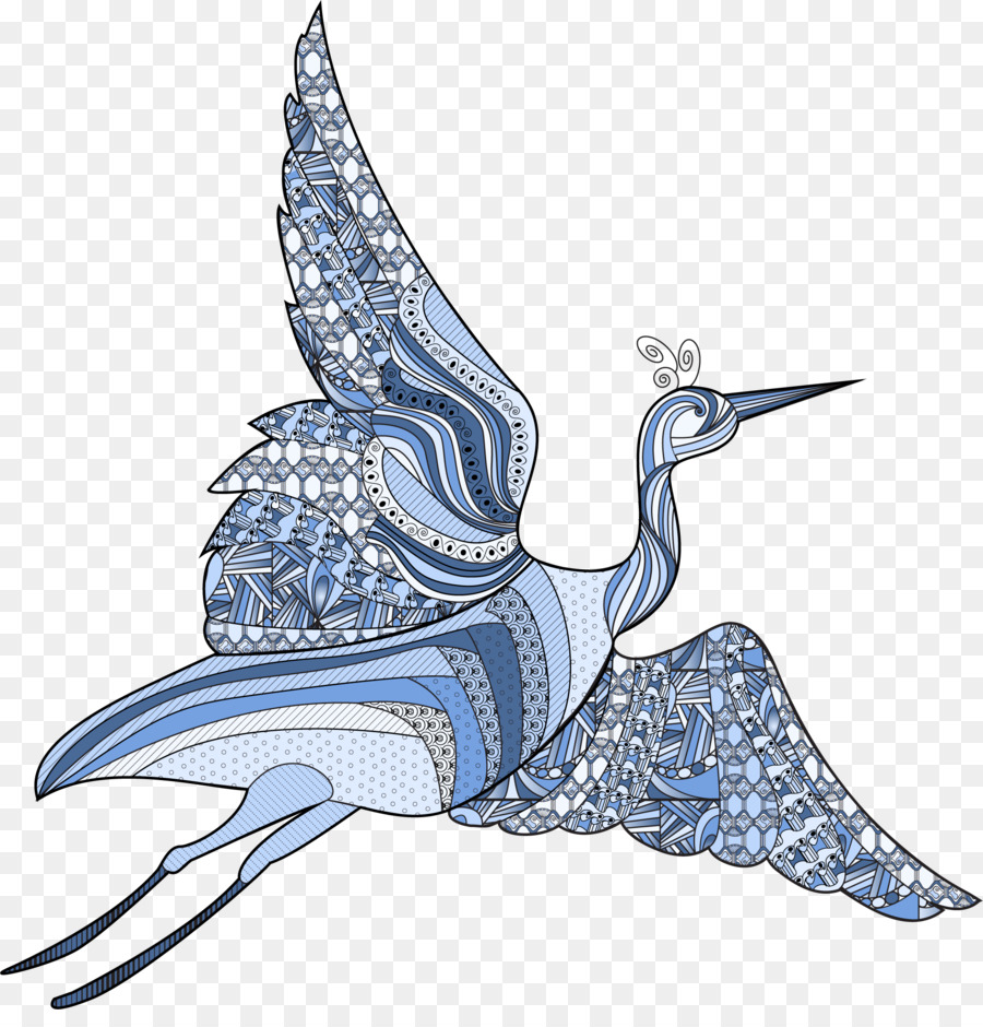 Cartoon Motivo Uccello Illustrazione - Decorative blu gru