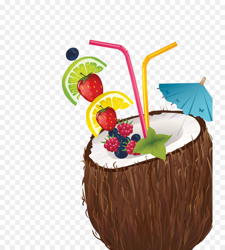Saft-Cocktail-Getränk Kokos-Wasser, Kokosmilch - Coconuts