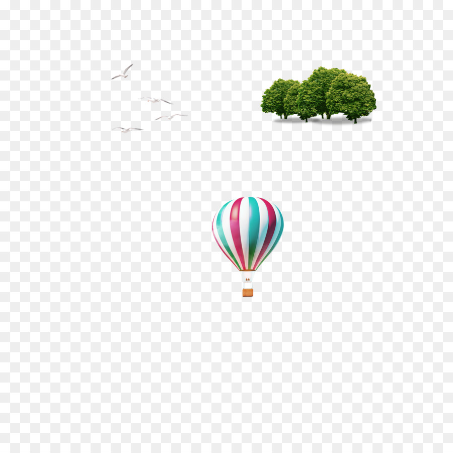 Hot air balloon, carta da Parati - Mongolfiera di uccelli decorazione per l'albero modello
