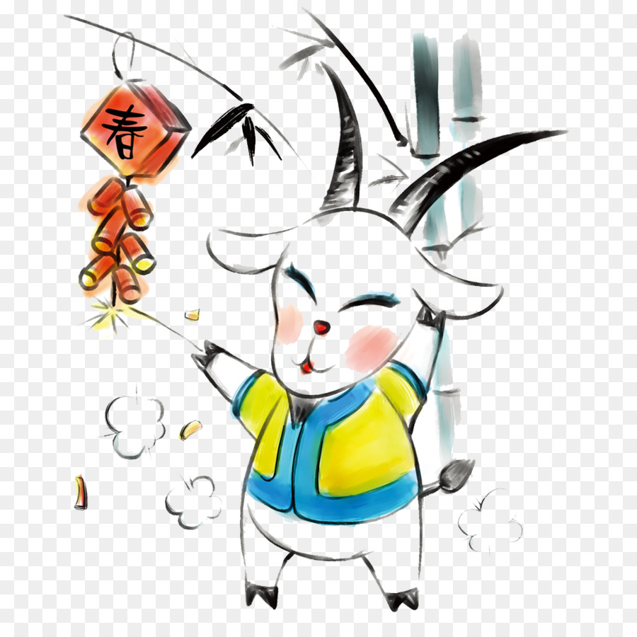 Chinesische Sternzeichen-Ziege-u7f8a Ratte Pferd - Hand-Bemalte Ziege