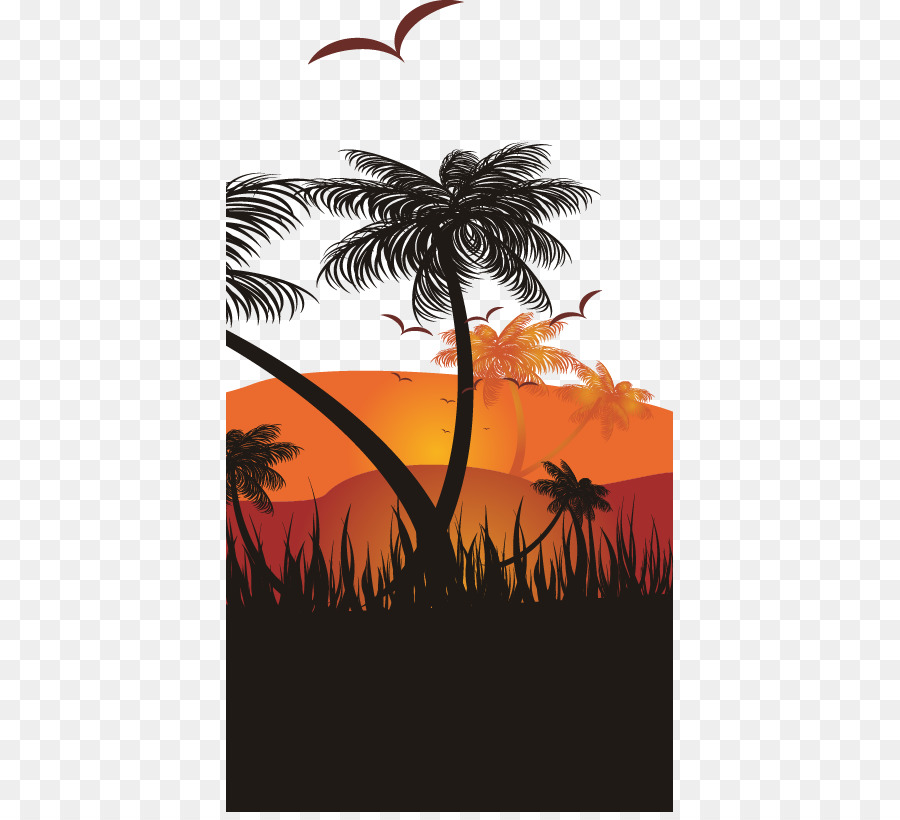 Tramonto Graphic design Illustrazione - Astratto albero di cocco modello