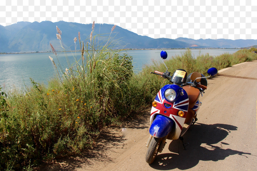 Der Erhai See, Cangshan Peking - Reiten ein Motorrad auf dem Erhai See