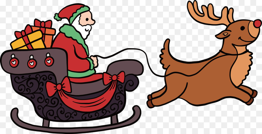 Santa Sợi tuần lộc Santa Claus Làng Clip nghệ thuật - Tuần lộc xe Santa Claus