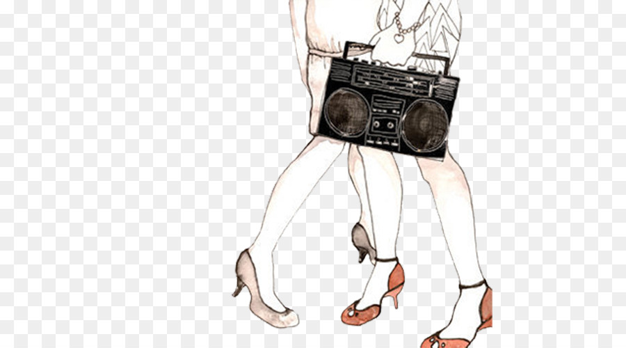 Artista Blog Illustrator Illustrazione - Donna in possesso di una radio inferiore del corpo