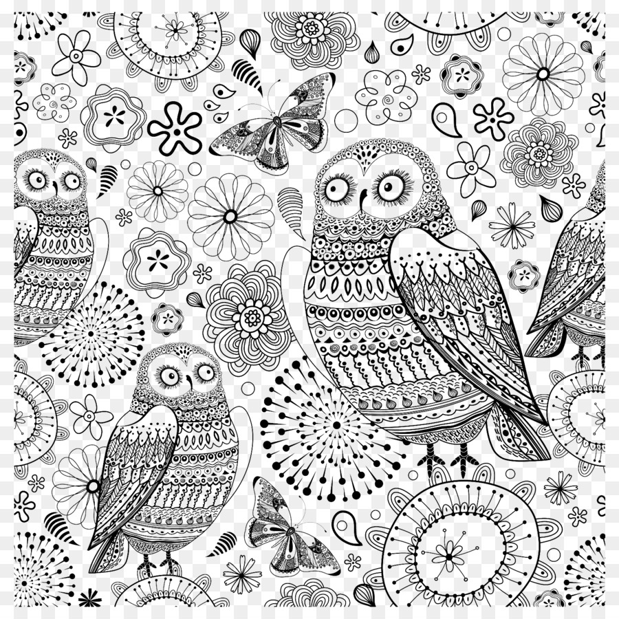 Malbuch für Erwachsene Stress Zeichnung Mandalas - Owl Beschattung