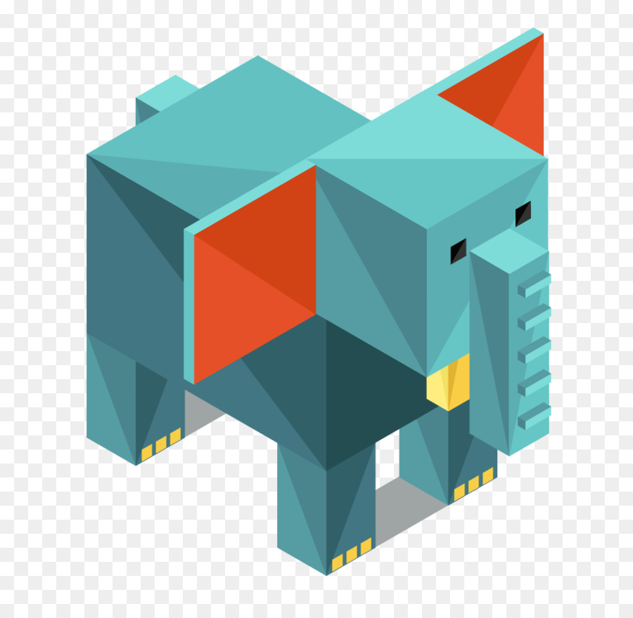 Pentanimals Isometrische Projektion-Symbol - Origami Elefant