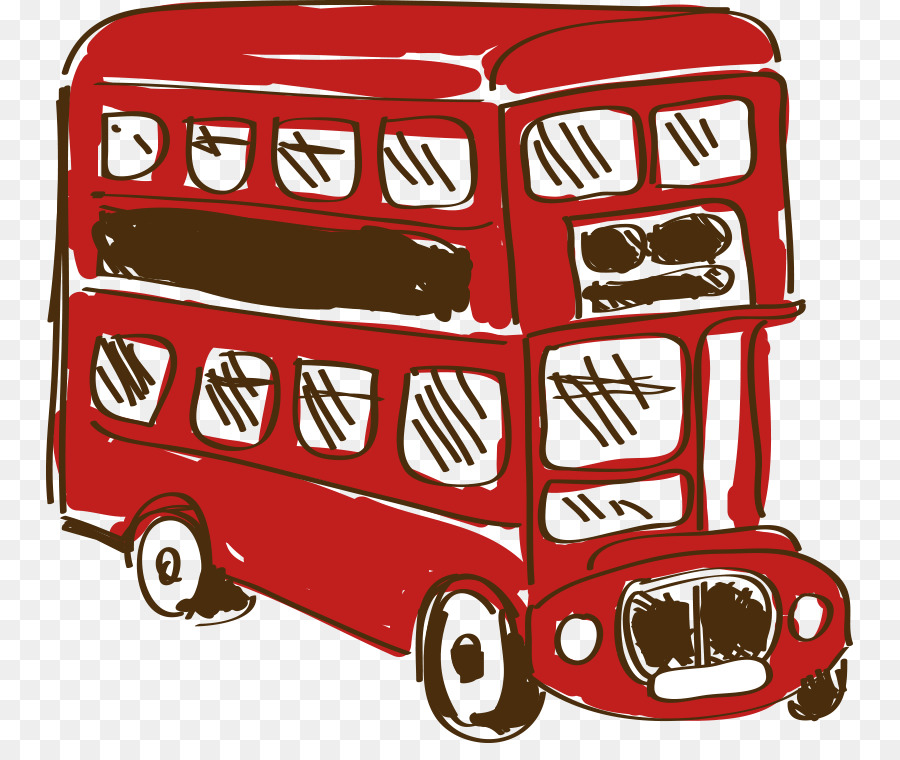 Doppel-decker-bus-Cartoon - Hand-bemalten Doppeldecker-bus