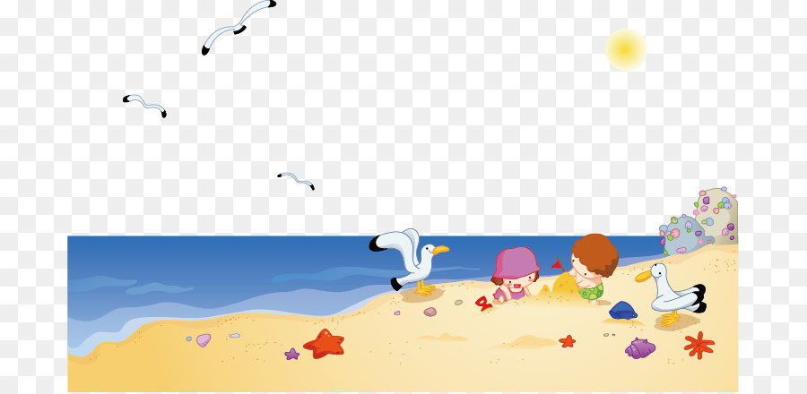 Seagull Beach Bambino Balneare - Bambini che giocano nella sabbia in spiaggia