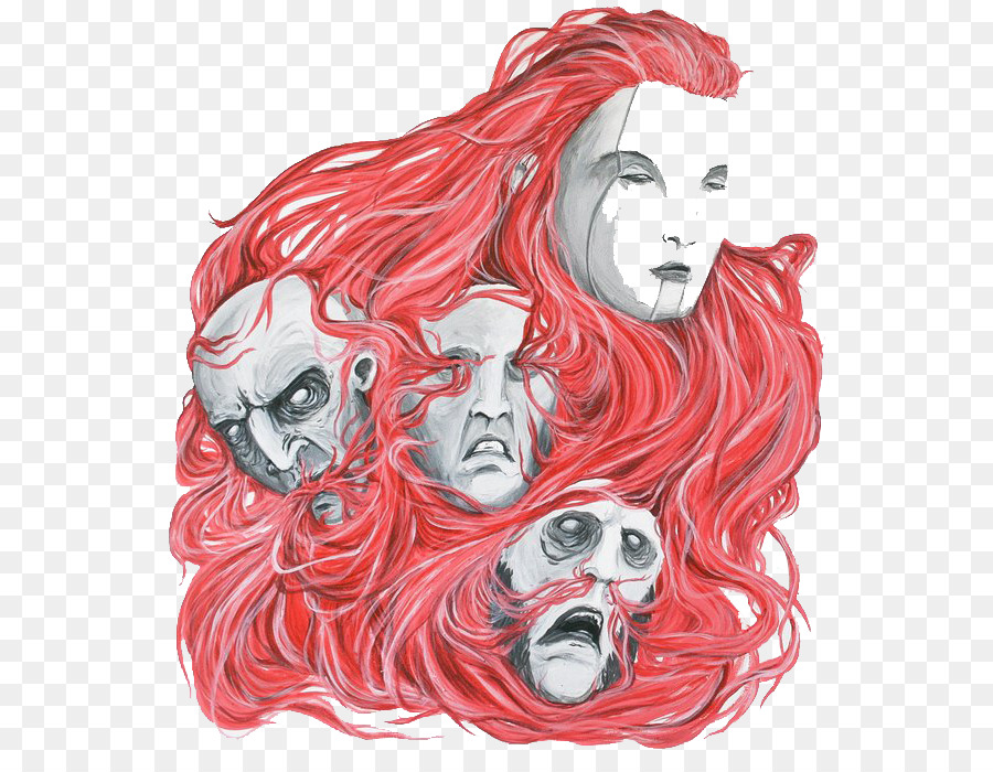Disegno in rosso i capelli Lunghi Illustrazione - Rosso maschera per capelli illustrazione