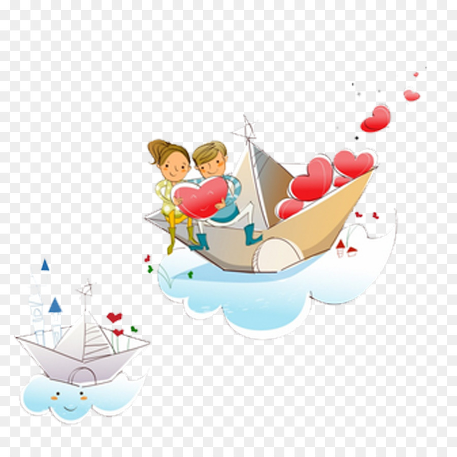 cartoon illustrazione - Amo la barca