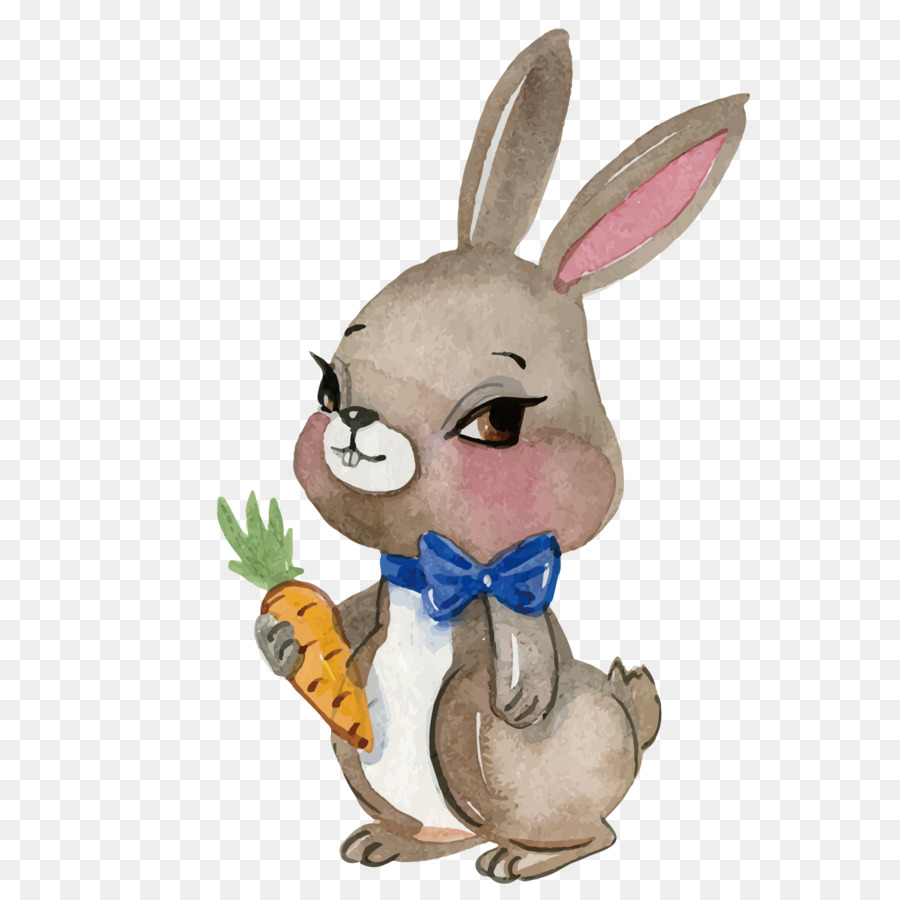 Coniglietto di pasqua coniglietto Bianco, dipinto ad Acquerello, Disegno - Carota coniglio