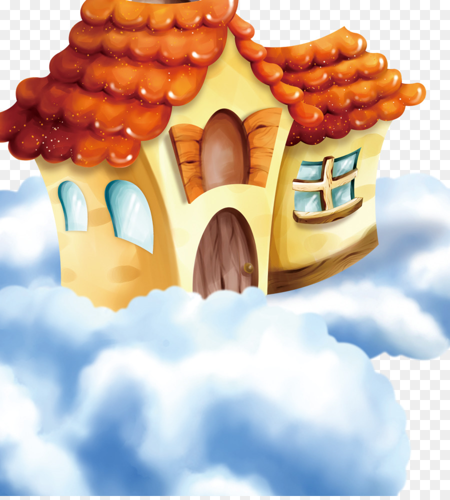 Aquarell Gemälde Motiv Cartoon-Textur - Cloud-Haus