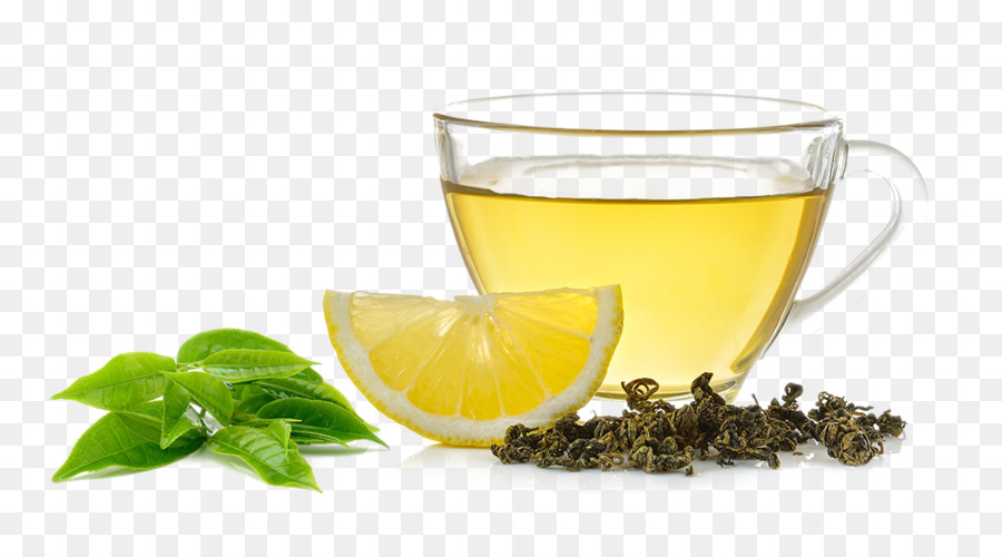 Zitronen-Tee-Limonade Aloysia citrodora - Nasse und trockene Teeblätter und Zitronenscheiben Limonade