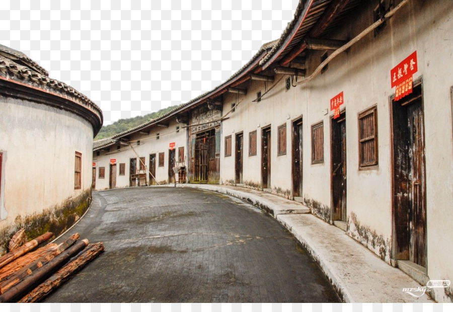 Fujian Tulou Meizhou Bau-Wohngebiet Hakka ummauerten Dorf Hakka Menschen - Wai Haus Lange Straße