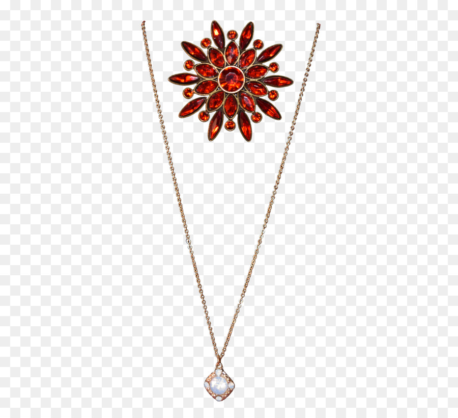 Halskette Ohrring Schmuck-Anhänger Diamant - Rot Schmuck