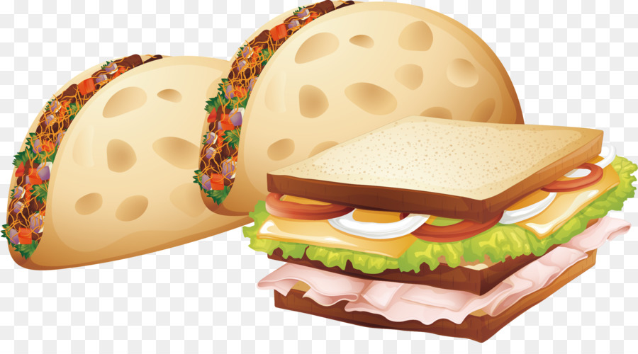 Chicken nugget Hamburger mit Pommes Frites Illustration - Frühstück Essen