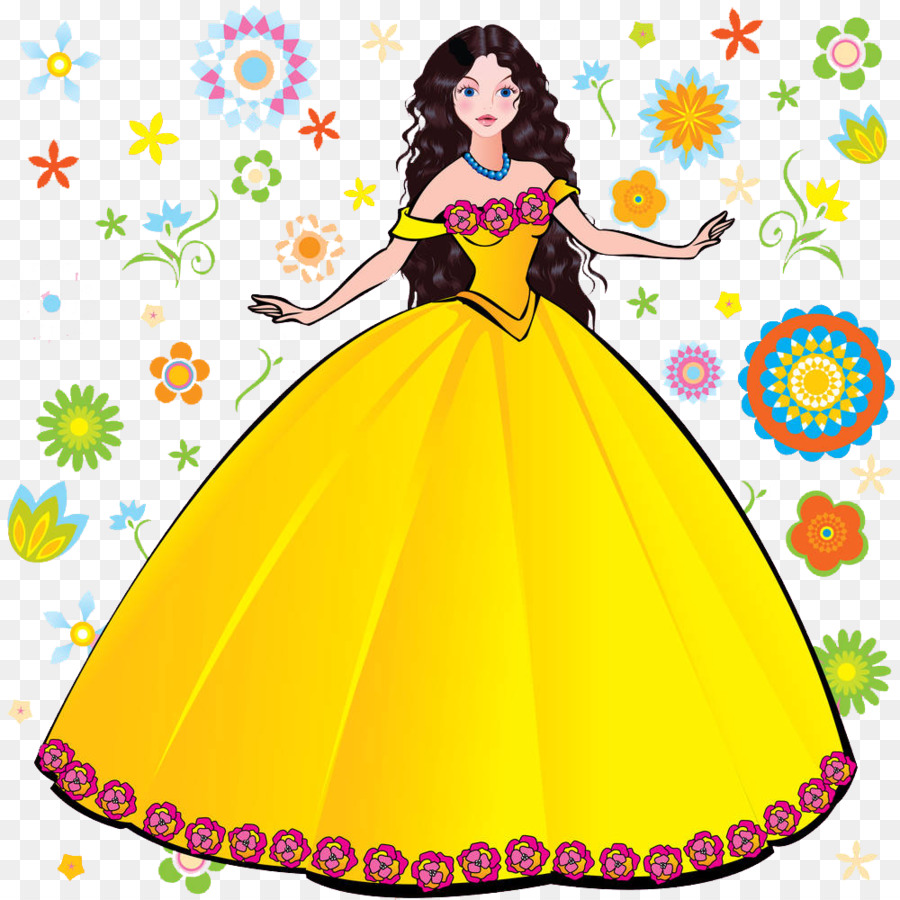 Principessa Scaricare Clip art - Splendide illustrazioni di Golden Princess Dress
