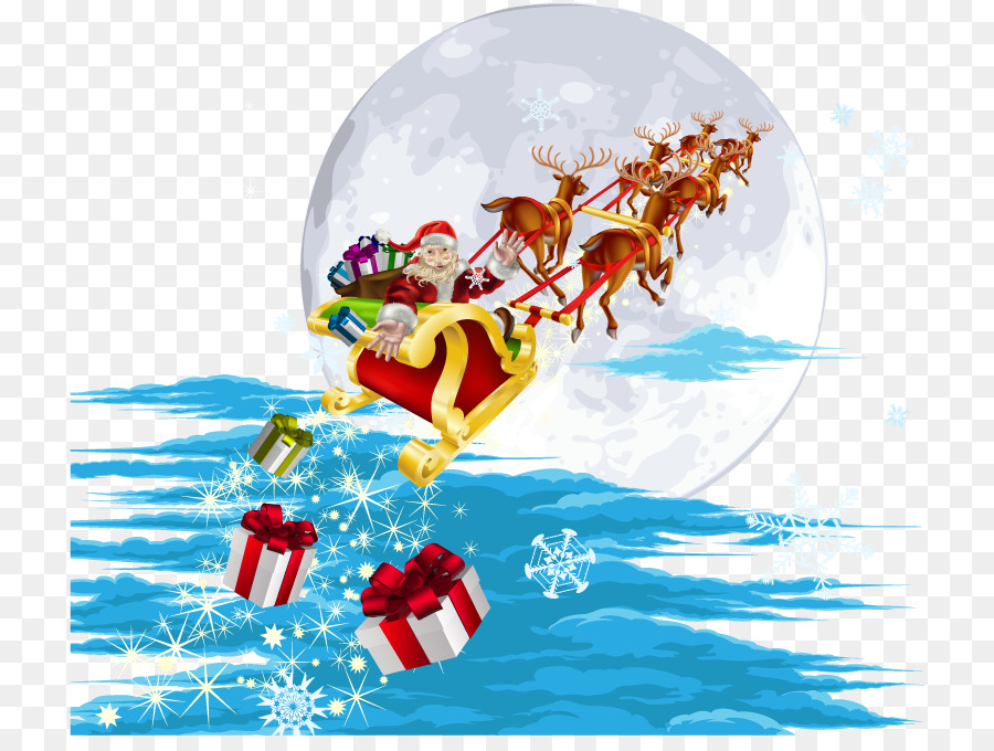 Santa Claus tuần Lộc xe Trượt tuyết Giáng sinh Chứng nhiếp ảnh - Véc tơ ông già Noel và elk