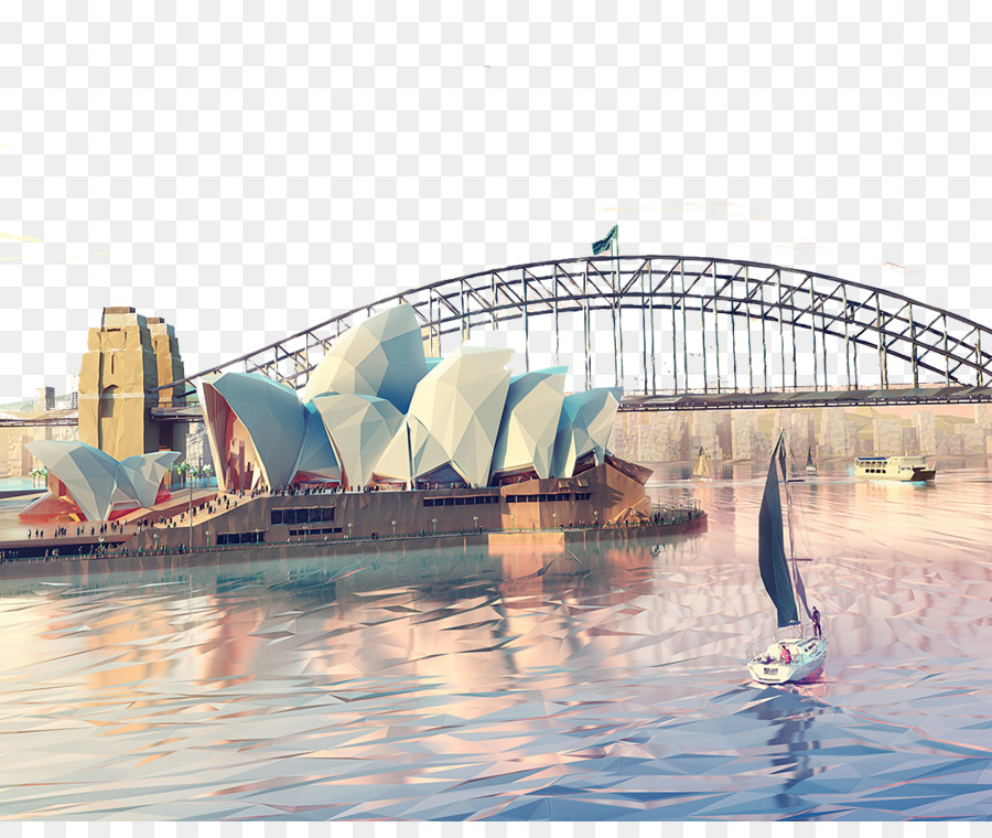 Sydney Opera House Low-poly Etihad Airways Kunst Illustration - Perspektive Sydney Opera House