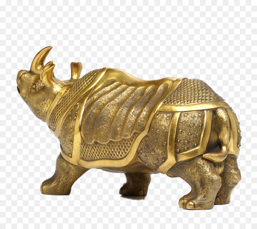 Nashorn-Kupfer-Bronze - Rhino Seite Dekoration