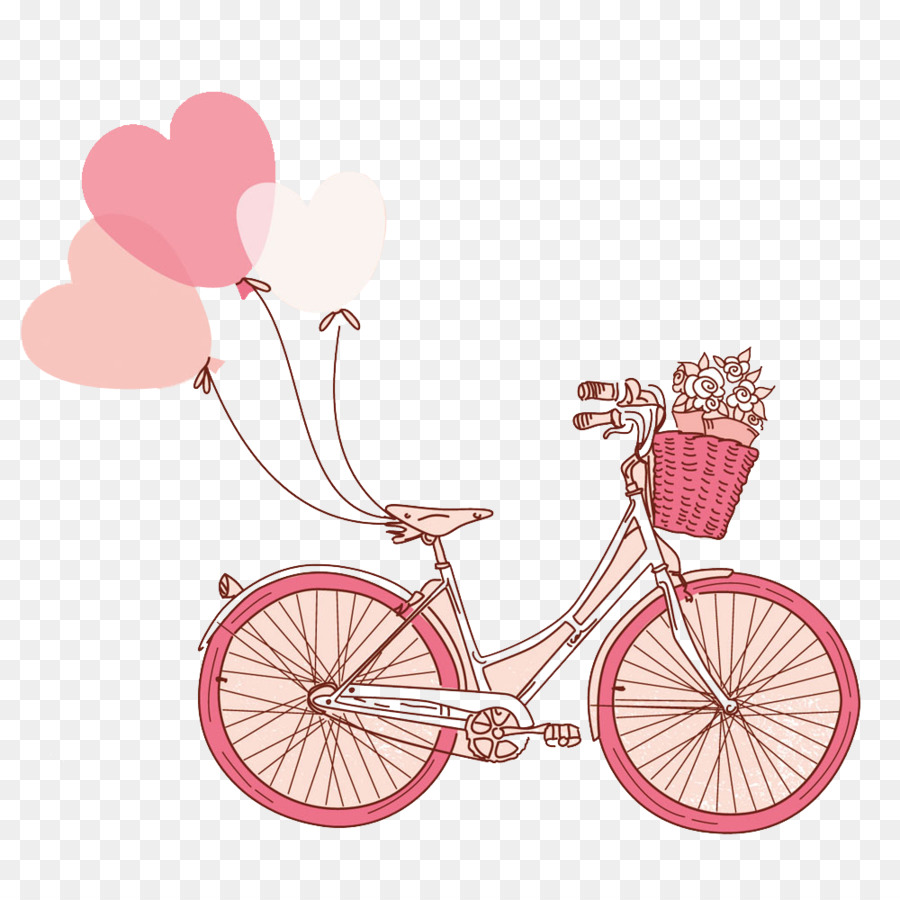 Valentines Tag, Zeichnung, Geschenk, Illustration - Rosa Fahrrad