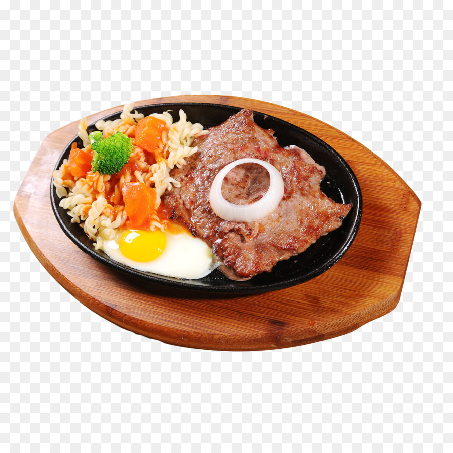 Pfeffer steak, Bell pepper Yangzhou gebratener Reis mit SPIEGELEI - Gebratenes Rindfleisch mit ei und schwarzem Pfeffer
