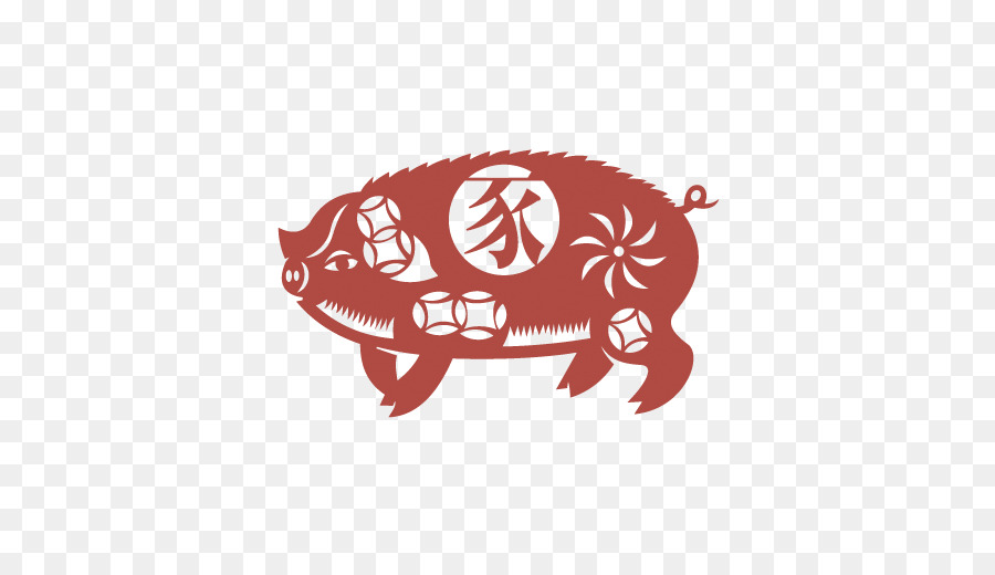 Maiale zodiaco Cinese Ritaglio di carta Cinese di taglio astrologia Cinese - maiale