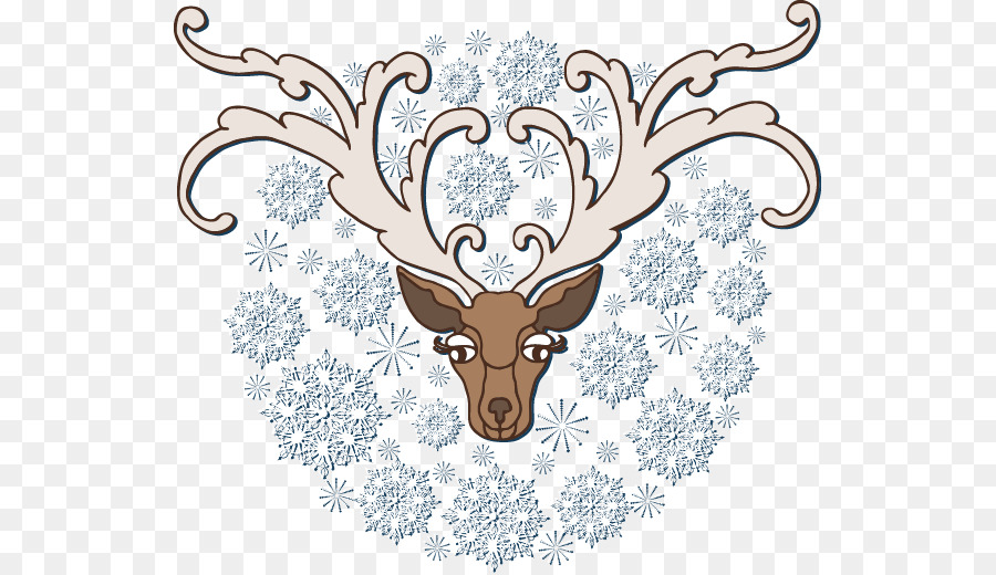 Rentier Pxe8re Davids Deer Clip Art - Geweih Silber lackiert Schneeflocke-Muster